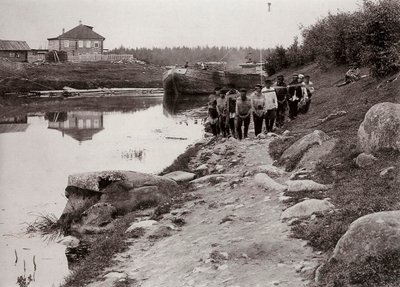 Transportadores de barcaças no Volga, Rússia, c1895 de Unbekannt