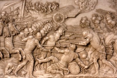Basílica de São Denis, Túmulo de Francisco 1 rei da França e Claude da França, o baixo relevo da Fundação, Representação da batalha de Marignano em 1515 - os franceses e sua artilharia diante da antiga Confederação Suíça, Saint-Denis, França de Unbekannt