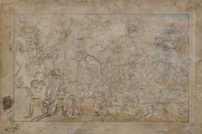 Cena de batalha de um Devi Mahatmya, final do século XVIII. de Unbekannt