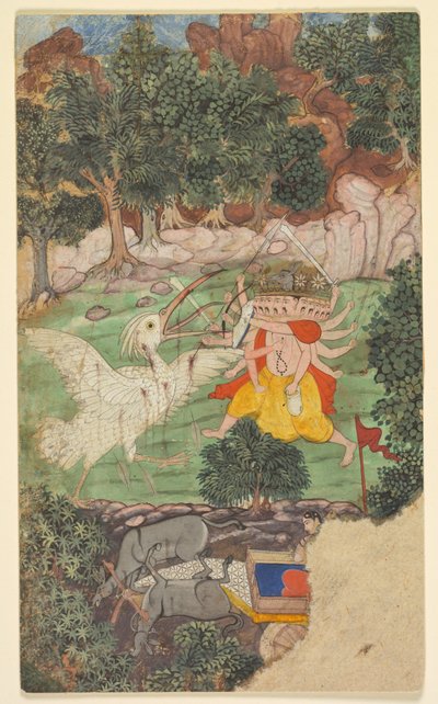 Batalha de Ravana e Jatayu, do sarga capítulo 49 do Livro da Floresta Aranya-kanda ..., c. de Unbekannt