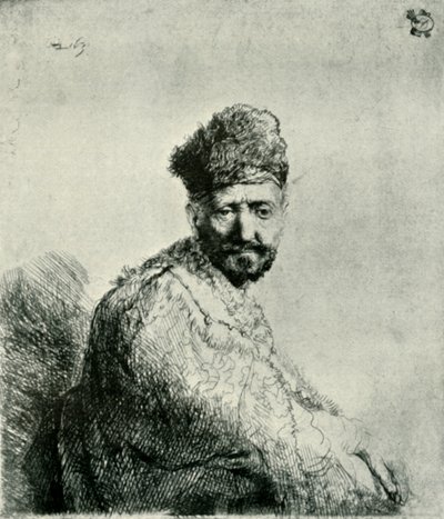 Homem barbudo, de boné e manto oriental de peles: pai dos artistas, 1631, 1906. de Unbekannt