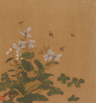 Abelhas pairando sobre flores, dinastia Qing, século XVIII. de Unbekannt