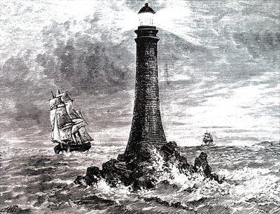 Farol de Bell Rock em uma tempestade. de Unbekannt