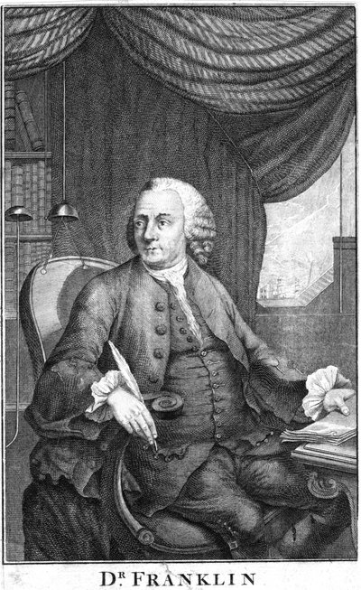 Benjamin Franklin, cientista americano, inventor e estadista, final do século XVIII de Unbekannt