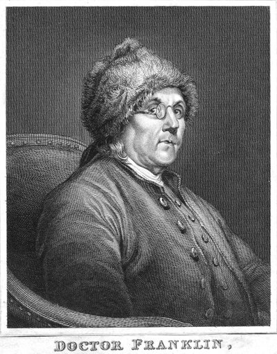 Benjamin Franklin, cientista americano, inventor e estadista, final do século XVIII de Unbekannt