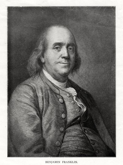 Benjamin Franklin, estadista americano, impressora e cientista, século 20 de Unbekannt