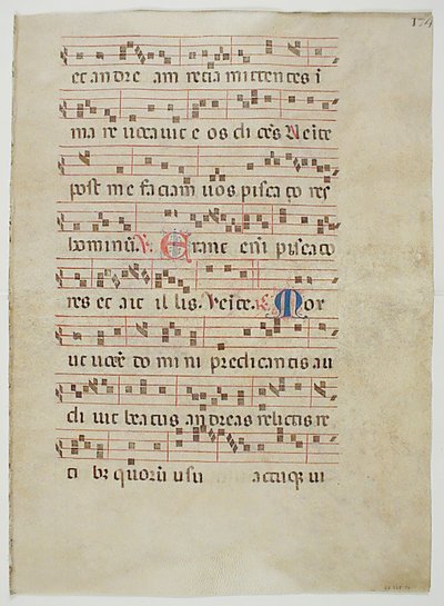 Bifolium de um antifonário, italiano, século XIV. de Unbekannt