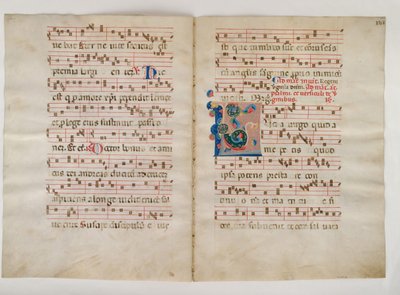Bifólio com inicial L, de um antifonário, italiano, século XIV. de Unbekannt