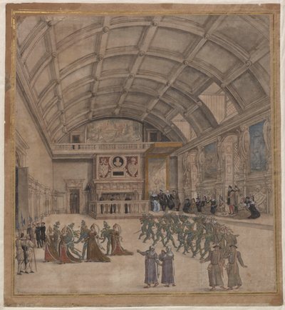 Palácio Binche durante as celebrações em agosto de 1549, 1549. de Unbekannt