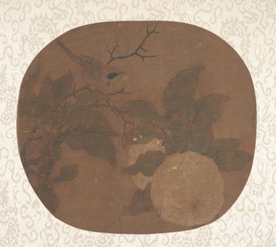 Pássaro em um galho de camélia, ca. 1000. de Unbekannt