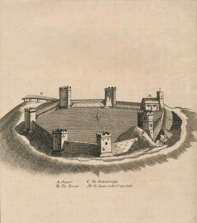 Vista aérea do castelo de Oxford em Oxfordshire, c1800 de Unbekannt