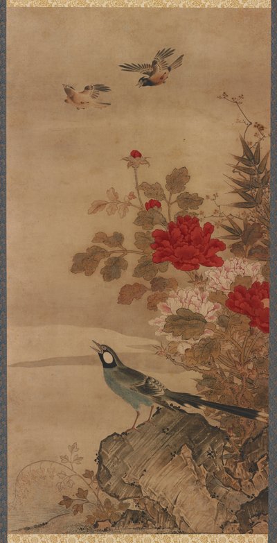 Pássaros e flores, período Edo, século XVIII. de Unbekannt