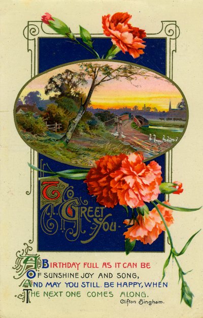 Cartão postal de aniversário, c1911 de Unbekannt