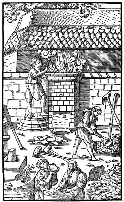 Alto-forno para fundição de minério de ferro, 1556 de Unbekannt