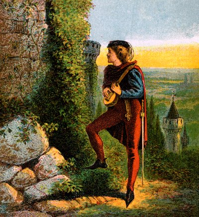 Blondel na prisão de Richards, século XII, c1850 de Unbekannt