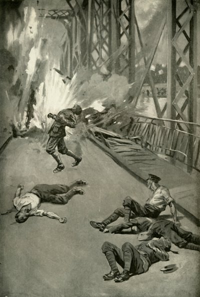 Explodindo uma ponte sobre o Aisne em Soissons, 1919. de Unbekannt