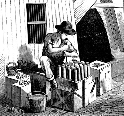 Explodindo a rocha da inundação, 1885 de Unbekannt