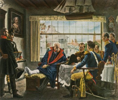 Blücher toma posse das medalhas e do chapéu de Napoleão após ... Waterloo, 18 de junho de 1815, 1936. de Unbekannt