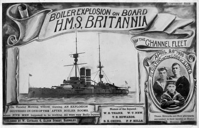 Explosão de caldeira a bordo do HMS Britannia, 28 de abril de 1908 de Unbekannt