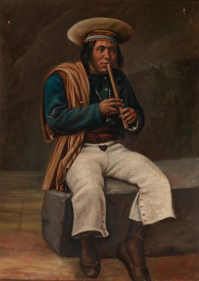 Índio boliviano jogando a quena, ca. 1890-1892. de Unbekannt