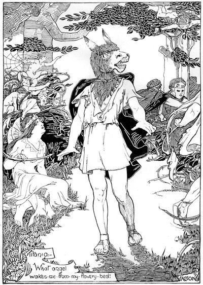 Parte inferior na cena de William Shakespeares Sonho de uma noite de verão, 1898 de Unbekannt