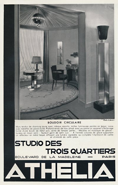 Boudoir circular - estúdio dos três distritos - Athelia, 1933 de Unbekannt
