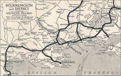 Bournemouth e Distrito, mostrando as conexões da Southern Railway, 1929 de Unbekannt