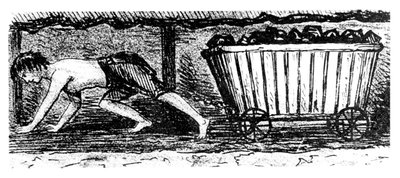 Putter de menino desenhando um caminhão contendo carvão ao longo de uma costura de 24 polegadas de altura, Halifax, Yorkshire, 1848 de Unbekannt
