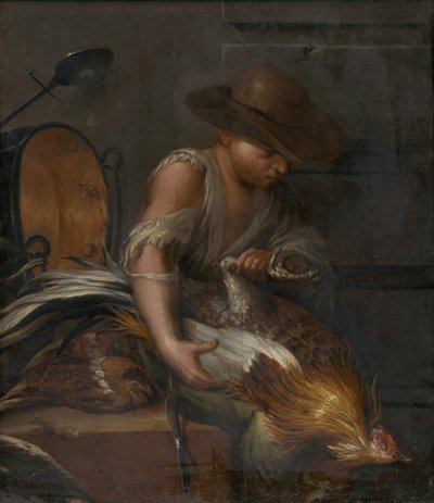 Menino com aves domésticas de Unbekannt