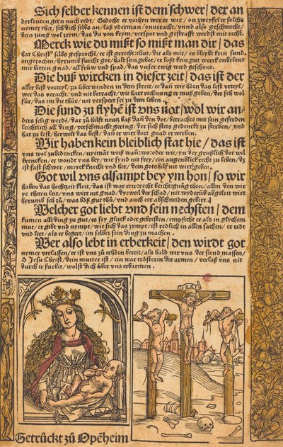 Broadside com duas cenas da vida de Cristo e fronteiras grotescas, c. 14751500. de Unbekannt