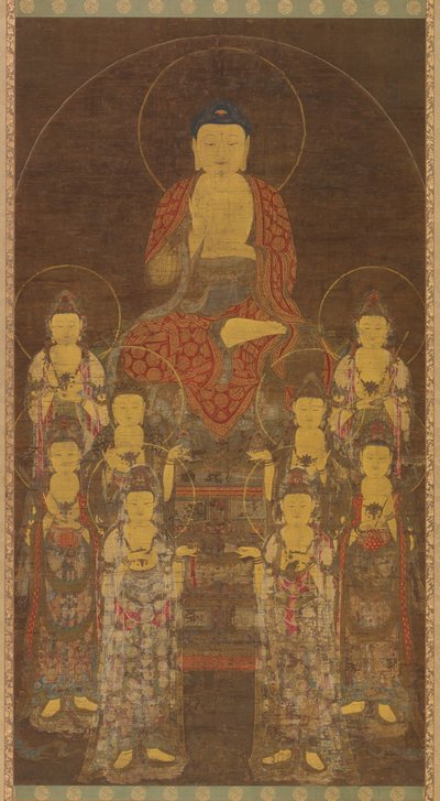 Buda Amitabha Amita e os Oito Grandes Bodhisattvas, final do período Goryeo, meados do século XIV. de Unbekannt