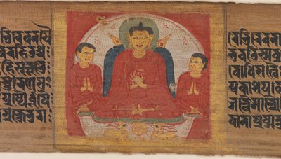 Buda com as mãos levantadas no Dharmacakra Mudra ..., ca. 1090 de Unbekannt