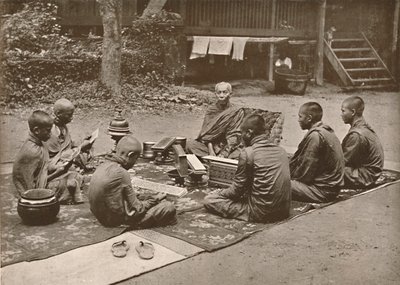 Padre budista com alunos, 1900. de Unbekannt