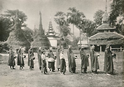 Phoongyies birmaneses que coletam esmolas, 1900. de Unbekannt