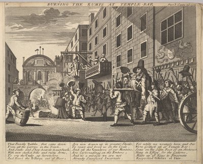 Queimando as protuberâncias na barra do templo Placa 11: Ilustrações para Samuel Butlers Hudibras, 1725-30. de Unbekannt