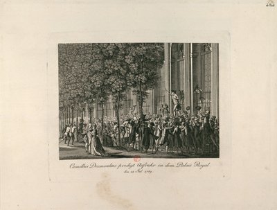 Camille Desmoulins nos Jardins do Palais Royal, c. 1797-1800. de Unbekannt