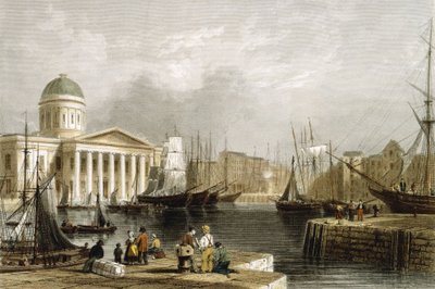Canning Dock, Liverpool, mostrando a Alfândega, 1841 de Unbekannt