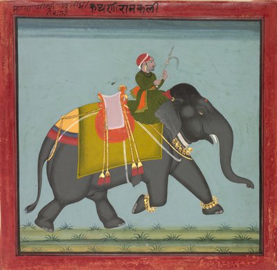 Elefante Caparisoned com um Mahout, datado de 1761. de Unbekannt