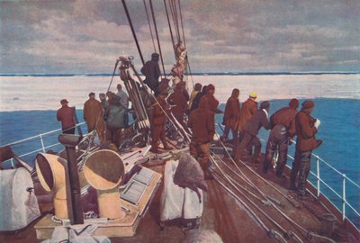 Navio do Capitão Scotts, a Terra Nova, entrando no gelo das regiões polares sul, c1910-192, 1936 de Unbekannt