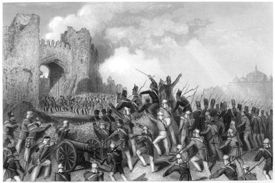 Captura do Portão da Caxemira, assalto a Nova Deli, 1857, c1860 de Unbekannt