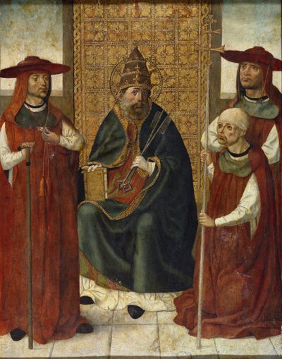 Cardeal Pedro González de Mendoza 1428-1495 orando diante de São Pedro, 1490-1495 de Unbekannt