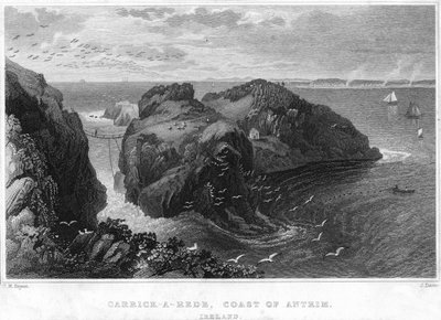 Carrick-A-Rede, costa de Antrim, Irlanda, século XIX de Unbekannt