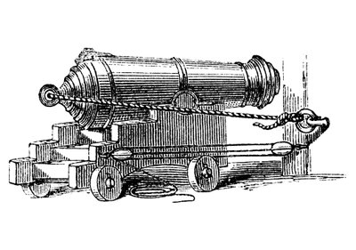 Carronade, peça curta de material bélico naval com câmara de grande calibre, como uma argamassa, c1884 de Unbekannt