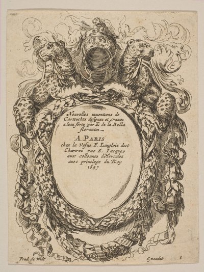 Cartouche com Título: Nouvelles invenções de Cartouches, século XVII. de Unbekannt