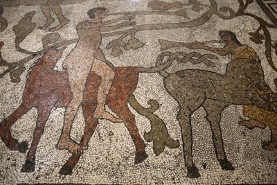 Mosaico da nave central no chão de Otranto duomo : cavaleiros, Otranto, Itália de Unbekannt