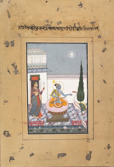 Chandravimba Ragaputra: Página de uma série dispersa de Boston Ragamala ... ca. 1760 de Unbekannt