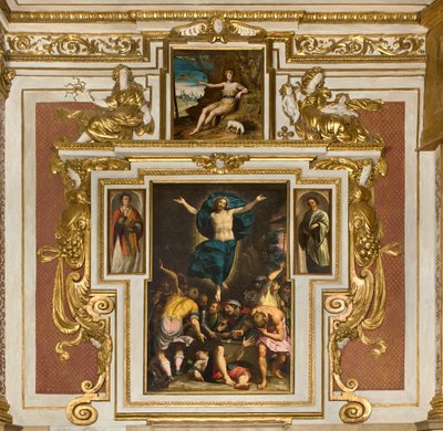 Capela de Nossa Senhora do Povo, 2º vão sul, Giovan Battista Trotti conhecido como Malosso, Ressurreição 1594, Bernardino Campi, San Giovanni nel deserto 1569, Catedral de Santa Maria Assunta, Duomo, Cremona, Lombardia, Itália (foto) de Unbekannt