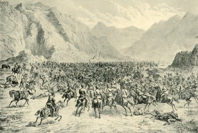 Carga da cavalaria de Punjab na segunda ação perto de Charasia, em 24 de abril de 1880, 1901. de Unbekannt