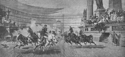 Corrida de carruagem no Circus Massimus, em Roma, século XIX de Unbekannt