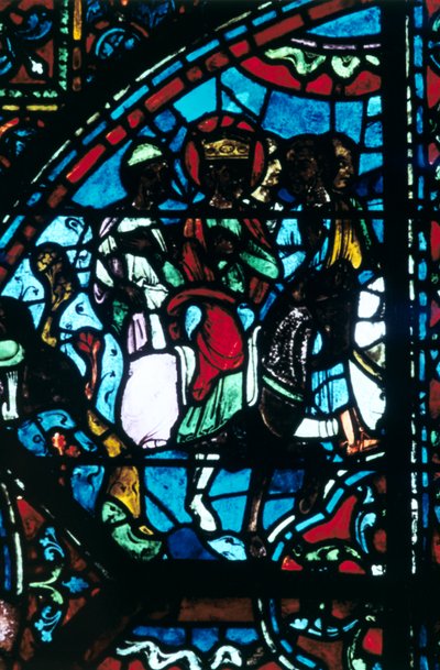 Carlos Magno deixa Espanha, vitral, Catedral de Chartres, França, c1225 de Unbekannt